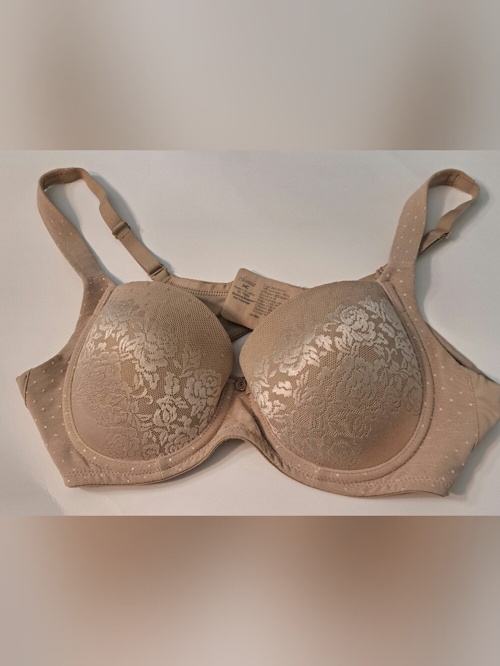 Soma Sz 34C Stunning Support Full Coverage Underwire Padded Floral Lace Overlay